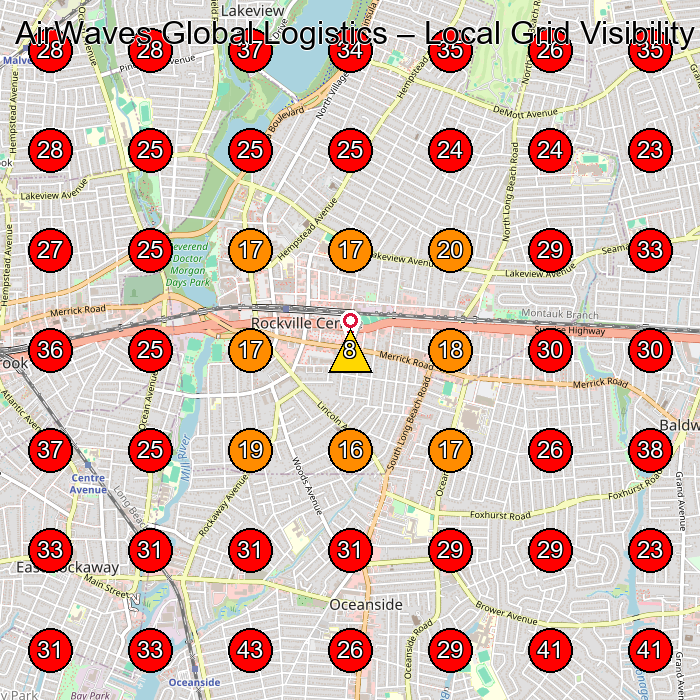 AirWaves Global Logistics GeoGrid visibility map for Shipping And Mailing Service in Lynbrook